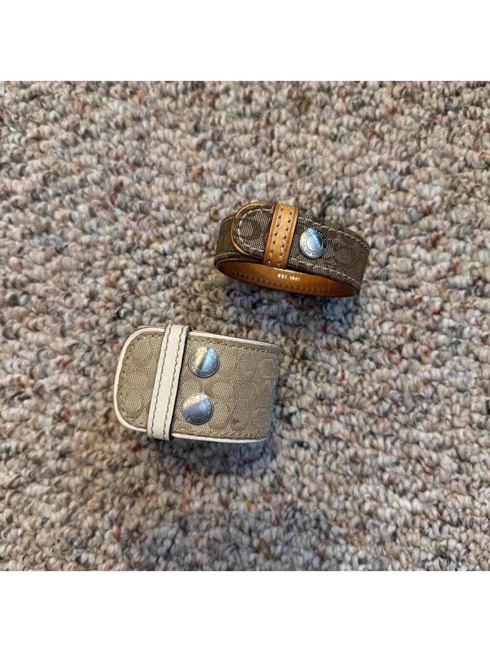 Coach vintage brown/cream fabric cuff bracelets
